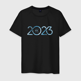 Мужская футболка хлопок с принтом 2023 Новый год в Новосибирске, 100% хлопок | прямой крой, круглый вырез горловины, длина до линии бедер, слегка спущенное плечо. | 
