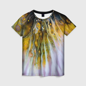 Женская футболка 3D с принтом Красочные абстрактные волны и линии , 100% полиэфир ( синтетическое хлопкоподобное полотно) | прямой крой, круглый вырез горловины, длина до линии бедер | 