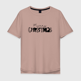 Мужская футболка хлопок Oversize с принтом 2023 Merry Christmas в Санкт-Петербурге, 100% хлопок | свободный крой, круглый ворот, “спинка” длиннее передней части | 