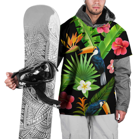 Накидка на куртку 3D с принтом Тропический паттерн с туканом в Новосибирске, 100% полиэстер |  | Тематика изображения на принте: 