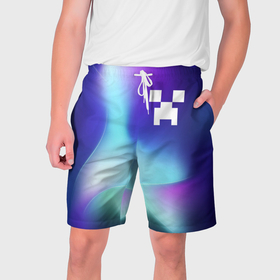 Мужские шорты 3D с принтом Minecraft northern cold ,  полиэстер 100% | прямой крой, два кармана без застежек по бокам. Мягкая трикотажная резинка на поясе, внутри которой широкие завязки. Длина чуть выше колен | 
