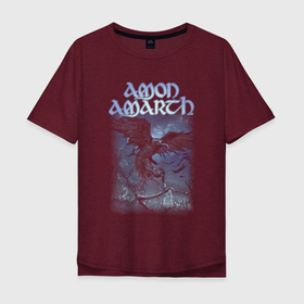 Мужская футболка хлопок Oversize с принтом Amon Amarth Crow в Белгороде, 100% хлопок | свободный крой, круглый ворот, “спинка” длиннее передней части | 