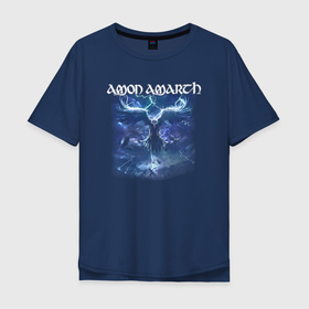 Мужская футболка хлопок Oversize с принтом Amon Amarth Ворон в Белгороде, 100% хлопок | свободный крой, круглый ворот, “спинка” длиннее передней части | 