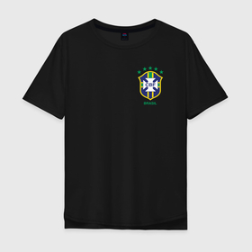 Мужская футболка хлопок Oversize с принтом Сборная Бразилии в Санкт-Петербурге, 100% хлопок | свободный крой, круглый ворот, “спинка” длиннее передней части | 