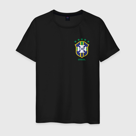 Мужская футболка хлопок с принтом Сборная Бразилии в Санкт-Петербурге, 100% хлопок | прямой крой, круглый вырез горловины, длина до линии бедер, слегка спущенное плечо. | 