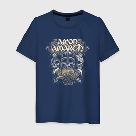 Мужская футболка хлопок с принтом Amon Amarth Vikings в Екатеринбурге, 100% хлопок | прямой крой, круглый вырез горловины, длина до линии бедер, слегка спущенное плечо. | 