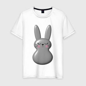 Мужская футболка хлопок с принтом чёрный кролик неваляшка , 100% хлопок | прямой крой, круглый вырез горловины, длина до линии бедер, слегка спущенное плечо. | Тематика изображения на принте: 