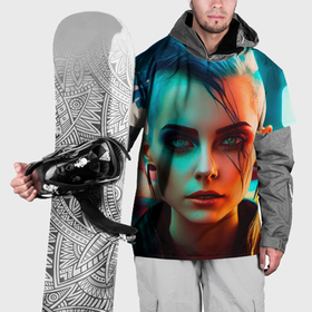 Накидка на куртку 3D с принтом Нейросеть   девушка в стиле киберпанк в Екатеринбурге, 100% полиэстер |  | 