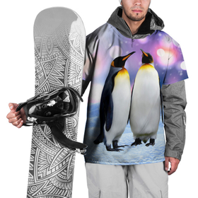 Накидка на куртку 3D с принтом Пингвины на снегу , 100% полиэстер |  | 