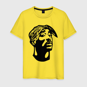 Мужская футболка хлопок с принтом 2Pac   head в Тюмени, 100% хлопок | прямой крой, круглый вырез горловины, длина до линии бедер, слегка спущенное плечо. | 