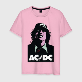 Мужская футболка хлопок с принтом Angus young   AC DC в Екатеринбурге, 100% хлопок | прямой крой, круглый вырез горловины, длина до линии бедер, слегка спущенное плечо. | 