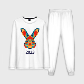 Мужская пижама хлопок (с лонгсливом) с принтом Кролик из мозаики 2023 в Санкт-Петербурге,  |  | Тематика изображения на принте: 