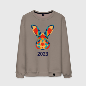 Мужской свитшот хлопок с принтом Кролик из мозаики 2023 в Санкт-Петербурге, 100% хлопок |  | Тематика изображения на принте: 