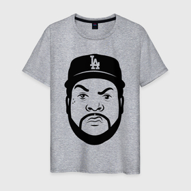 Мужская футболка хлопок с принтом Ice Cube   head , 100% хлопок | прямой крой, круглый вырез горловины, длина до линии бедер, слегка спущенное плечо. | Тематика изображения на принте: 