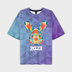 Мужская футболка OVERSIZE 3D с принтом Кролик из мозаики  2023 в Санкт-Петербурге,  |  | Тематика изображения на принте: 