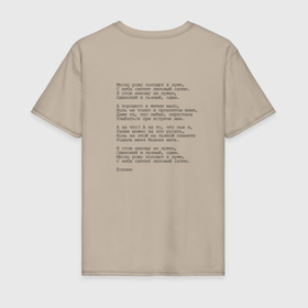 Мужская футболка хлопок с принтом Месяц рожу полощет в луже Есенин в Тюмени, 100% хлопок | прямой крой, круглый вырез горловины, длина до линии бедер, слегка спущенное плечо. | 