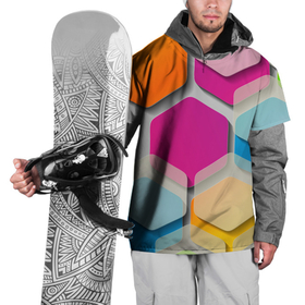 Накидка на куртку 3D с принтом Абстрактные разноцветные геометрические фигуры в Новосибирске, 100% полиэстер |  | 
