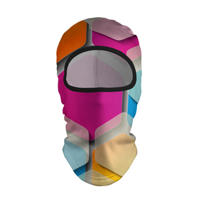 Балаклава 3D с принтом Абстрактные разноцветные геометрические фигуры в Курске, 100% полиэстер, ткань с особыми свойствами — Activecool | плотность 150–180 г/м2; хорошо тянется, но при этом сохраняет форму. Закрывает шею, вокруг отверстия для глаз кайма. Единый размер | 