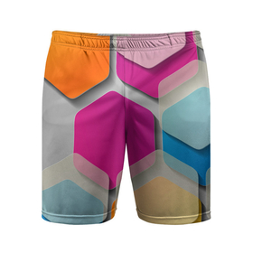 Мужские шорты спортивные с принтом Абстрактные разноцветные геометрические фигуры ,  |  | 