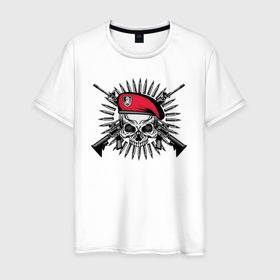 Мужская футболка хлопок с принтом Череп и оружие в Белгороде, 100% хлопок | прямой крой, круглый вырез горловины, длина до линии бедер, слегка спущенное плечо. | 