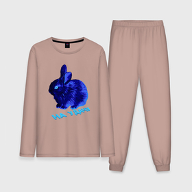 Мужская пижама хлопок (с лонгсливом) с принтом Водяной кролик 2023 неоновый ,  |  | 