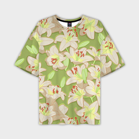 Мужская футболка OVERSIZE 3D с принтом Нежные цветы   лилии: цветной паттерн в Санкт-Петербурге,  |  | 