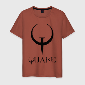 Мужская футболка хлопок с принтом Quake I logo в Новосибирске, 100% хлопок | прямой крой, круглый вырез горловины, длина до линии бедер, слегка спущенное плечо. | Тематика изображения на принте: 