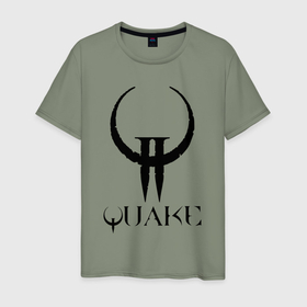 Мужская футболка хлопок с принтом Quake II logo в Кировске, 100% хлопок | прямой крой, круглый вырез горловины, длина до линии бедер, слегка спущенное плечо. | 