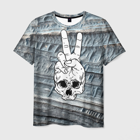 Мужская футболка 3D с принтом Рука в виде черепа   жест в Белгороде, 100% полиэфир | прямой крой, круглый вырез горловины, длина до линии бедер | 
