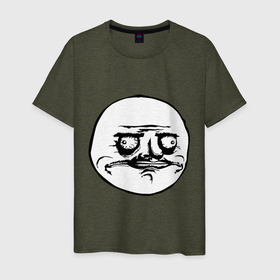 Мужская футболка хлопок с принтом Me Gusta   trollface в Белгороде, 100% хлопок | прямой крой, круглый вырез горловины, длина до линии бедер, слегка спущенное плечо. | 