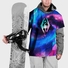 Накидка на куртку 3D с принтом Skyrim неоновый космос в Екатеринбурге, 100% полиэстер |  | Тематика изображения на принте: 