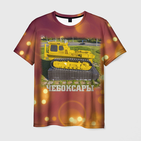 Мужская футболка 3D с принтом Чебоксары   трактор и стадионы в Петрозаводске, 100% полиэфир | прямой крой, круглый вырез горловины, длина до линии бедер | 