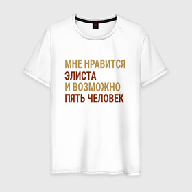 Мужская футболка хлопок с принтом Мне нравиться Элиста в Кировске, 100% хлопок | прямой крой, круглый вырез горловины, длина до линии бедер, слегка спущенное плечо. | 