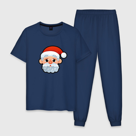 Мужская пижама хлопок с принтом Мультяшный Санта Клаус в Санкт-Петербурге, 100% хлопок | брюки и футболка прямого кроя, без карманов, на брюках мягкая резинка на поясе и по низу штанин
 | 