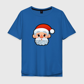 Мужская футболка хлопок Oversize с принтом Мультяшный Санта Клаус в Екатеринбурге, 100% хлопок | свободный крой, круглый ворот, “спинка” длиннее передней части | 