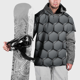Накидка на куртку 3D с принтом Стальные шестигранники на сером фоне в Курске, 100% полиэстер |  | 