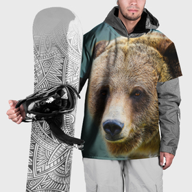 Накидка на куртку 3D с принтом Русский бурый медведь в Белгороде, 100% полиэстер |  | Тематика изображения на принте: 