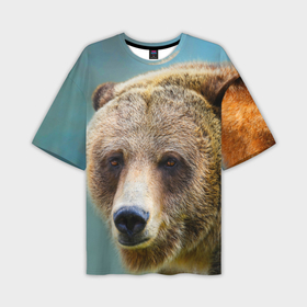 Мужская футболка oversize 3D с принтом Русский бурый медведь ,  |  | 