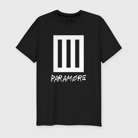 Мужская футболка хлопок Slim с принтом Paramore логотип в Санкт-Петербурге, 92% хлопок, 8% лайкра | приталенный силуэт, круглый вырез ворота, длина до линии бедра, короткий рукав | Тематика изображения на принте: 