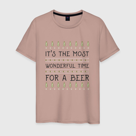 Мужская футболка хлопок с принтом Лучшее время для пива в Петрозаводске, 100% хлопок | прямой крой, круглый вырез горловины, длина до линии бедер, слегка спущенное плечо. | Тематика изображения на принте: 