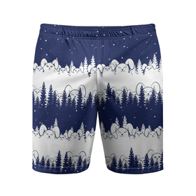 Мужские шорты спортивные с принтом Зайцы в зимнем лесу ,  |  | 