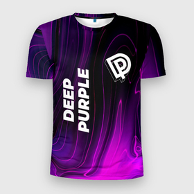 Мужская футболка 3D Slim с принтом Deep Purple violet plasma в Белгороде, 100% полиэстер с улучшенными характеристиками | приталенный силуэт, круглая горловина, широкие плечи, сужается к линии бедра | 