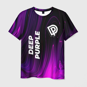 Мужская футболка 3D с принтом Deep Purple violet plasma в Новосибирске, 100% полиэфир | прямой крой, круглый вырез горловины, длина до линии бедер | 