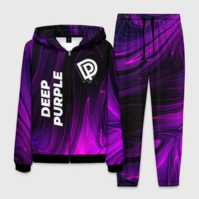 Мужской костюм 3D с принтом Deep Purple violet plasma в Курске, 100% полиэстер | Манжеты и пояс оформлены тканевой резинкой, двухслойный капюшон со шнурком для регулировки, карманы спереди | 