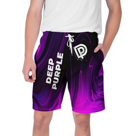 Мужские шорты 3D с принтом Deep Purple violet plasma в Курске,  полиэстер 100% | прямой крой, два кармана без застежек по бокам. Мягкая трикотажная резинка на поясе, внутри которой широкие завязки. Длина чуть выше колен | Тематика изображения на принте: 