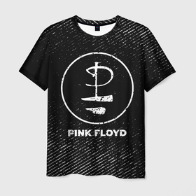 Мужская футболка 3D с принтом Pink Floyd с потертостями на темном фоне в Петрозаводске, 100% полиэфир | прямой крой, круглый вырез горловины, длина до линии бедер | 