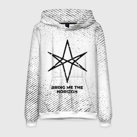 Мужская толстовка 3D с принтом Bring Me the Horizon с потертостями на светлом фоне в городе Новоалтайск, 100% полиэстер | двухслойный капюшон со шнурком для регулировки, мягкие манжеты на рукавах и по низу толстовки, спереди карман-кенгуру с мягким внутренним слоем. | 