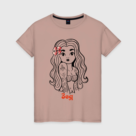 Женская футболка хлопок с принтом Зоя   девчонка в татухах в Белгороде, 100% хлопок | прямой крой, круглый вырез горловины, длина до линии бедер, слегка спущенное плечо | 