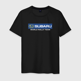 Мужская футболка хлопок с принтом Subaru world rally team , 100% хлопок | прямой крой, круглый вырез горловины, длина до линии бедер, слегка спущенное плечо. | Тематика изображения на принте: 