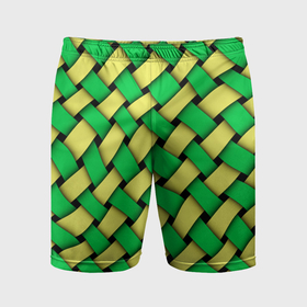 Мужские шорты спортивные с принтом Жёлто зелёная плетёнка   оптическая иллюзия в Курске,  |  | 